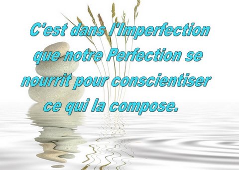 l'imperfection compose notre perfection pour se conscientiser